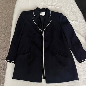 Emanuel Ungaro Navy Blazer with White Piping